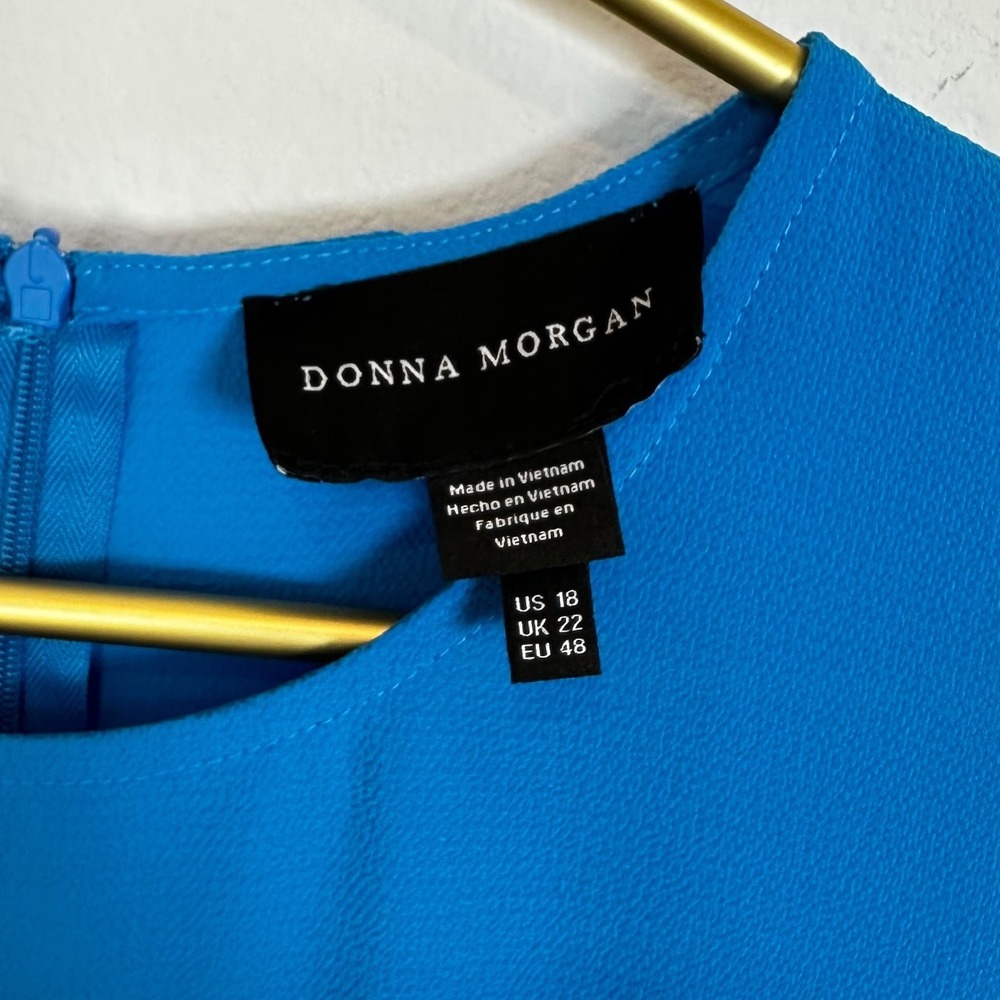NWT Donna Morgan Dress Sleeveless Crepe Pleated Skirt Midi Brilliant Blue‎ 18 - Picture 5 of 8